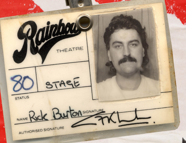 Vintage Rainbow Theatre stage pass for Rick Burton