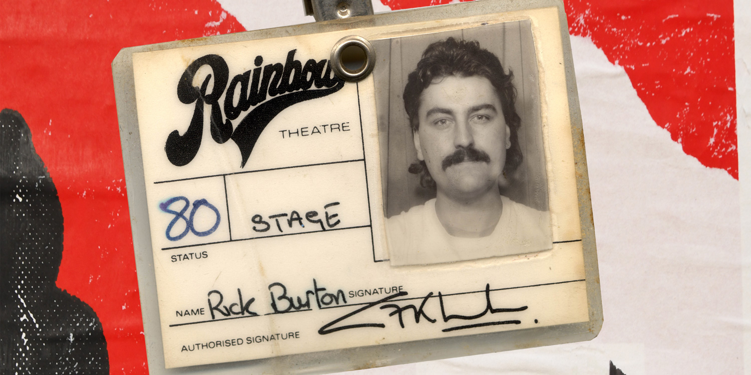 Vintage Rainbow Theatre stage pass for Rick Burton